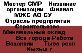 Мастер СМР › Название организации ­ Филиал МЖС АО СУ-155 › Отрасль предприятия ­ Строительство › Минимальный оклад ­ 35 000 - Все города Работа » Вакансии   . Тыва респ.,Кызыл г.